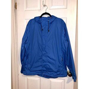 ICEBURG OUTERWEAR Mens Blue Hooded Full Zipper Windbreaker Jacket Sz L